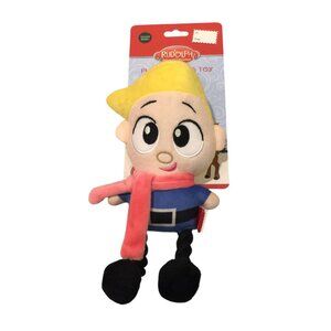Rudolph the Red Nosed Reindeer Hermey Plush Rope Crinkle Squeak Dog Toy